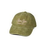 BonBon Dad Hat – Olive Denim and Pink