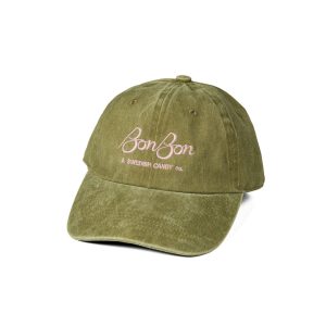 BonBon Dad Hat – Olive Denim and Pink